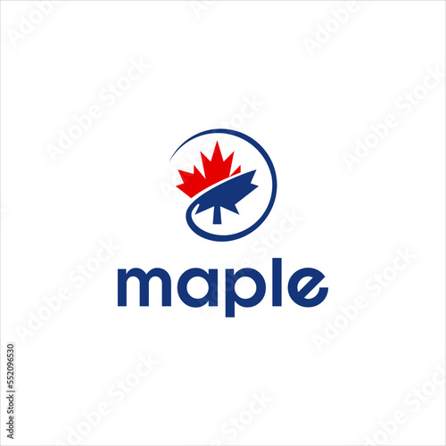 simple red maple leaf logo design, canada symbol vector template