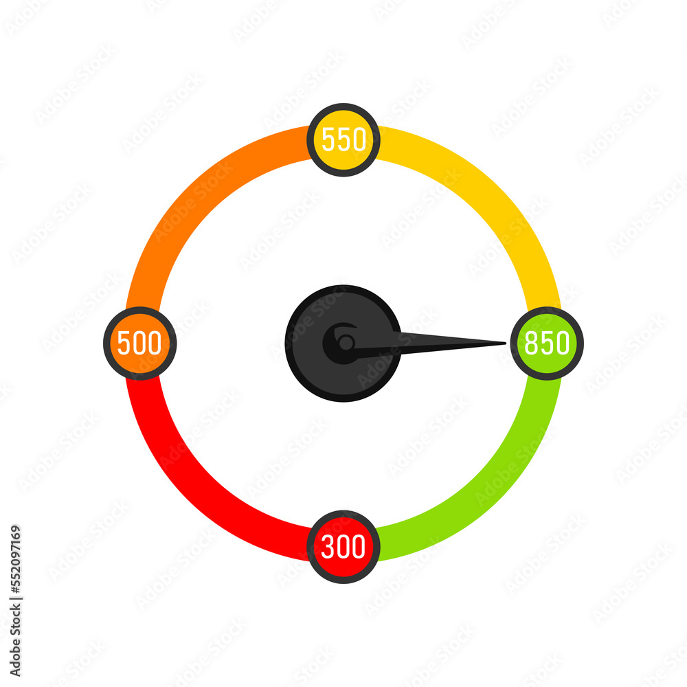 Business score round speedometer cartoon illustration. Indicator with color circles from red to green, customers satisfaction with service. Evaluation, gauge rating meter concept Business score round speedometer cartoon illustration. Indicator with color circles from red to green, customers satisfaction with service. Evaluation, gauge rating meter concept