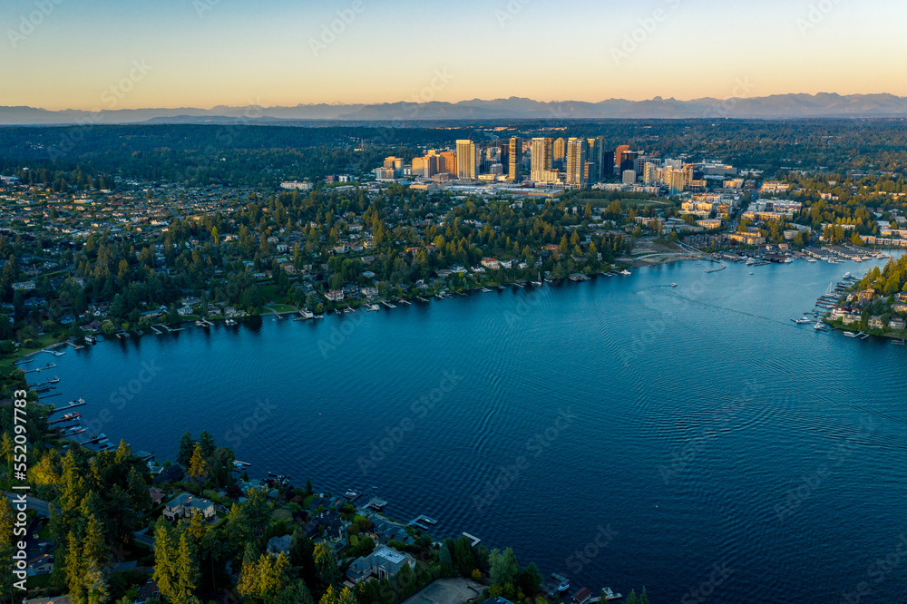 Aerial Views of Bellevue City Washington, USA