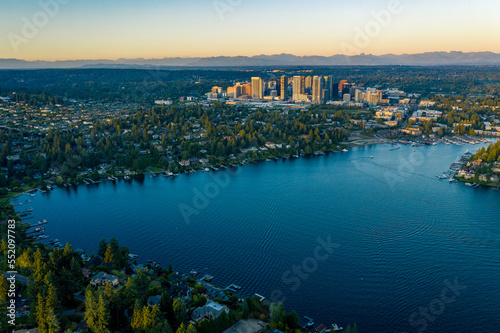 Aerial Views of Bellevue City Washington, USA