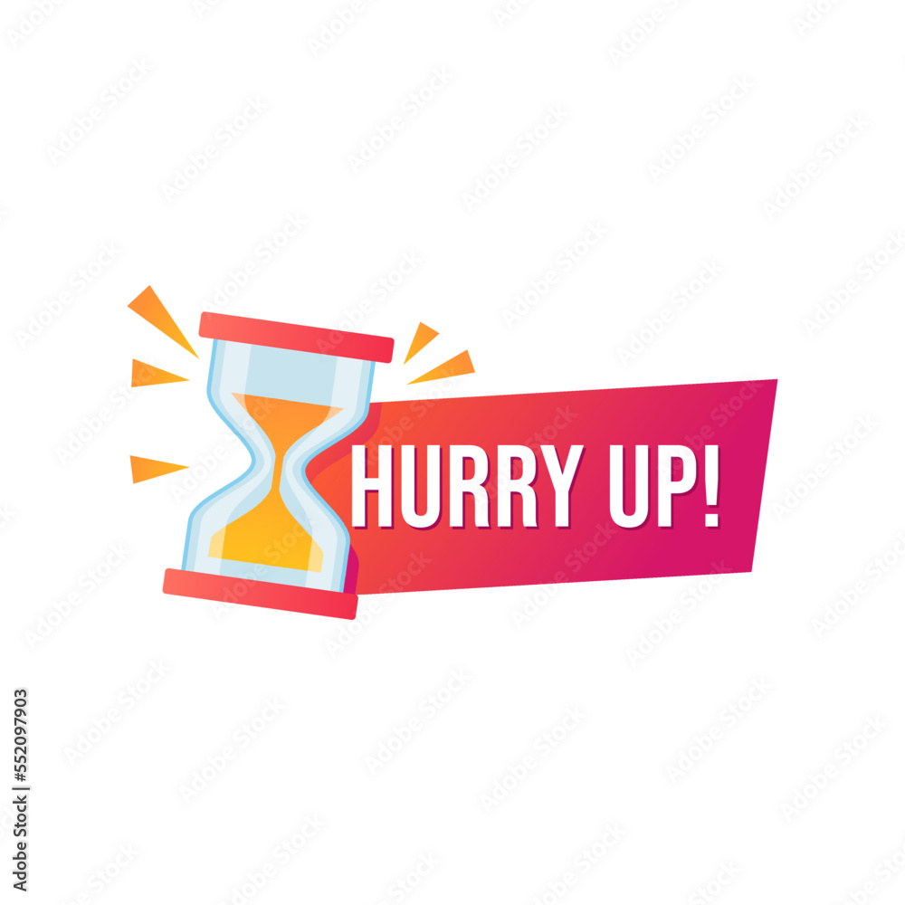 Hurry Up Special Offer Promotion, Banner or Icon with Sandglass. Great Deal or Sale, Last Minute Discount Promo, Limited offer, Price Off Label with Hourglass, Last Chance Shopping Ads. Isolated Vecto