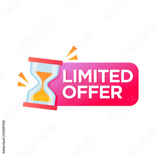 Hurry Up Special Offer Promotion, Banner or Icon with Sandglass. Great Deal or Sale, Last Minute Discount Promo, Limited offer, Price Off Label with Hourglass, Last Chance Shopping Ads. Isolated Vecto