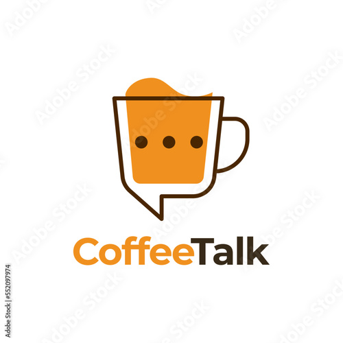 coffee talk chat cup logo vector icon illustration