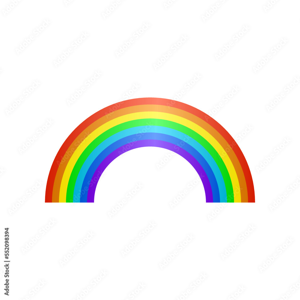 Cute simple rainbow arc sticker. Vector illustration of childish colorful arc. Cartoon rainbow arc in sky isolated on white. Weather, fairytale concept Cute simple rainbow arc sticker. Vector illustration of childish colorful arc. Cartoon rainbow arc in sky isolated on white. Weather, fairytale concept
