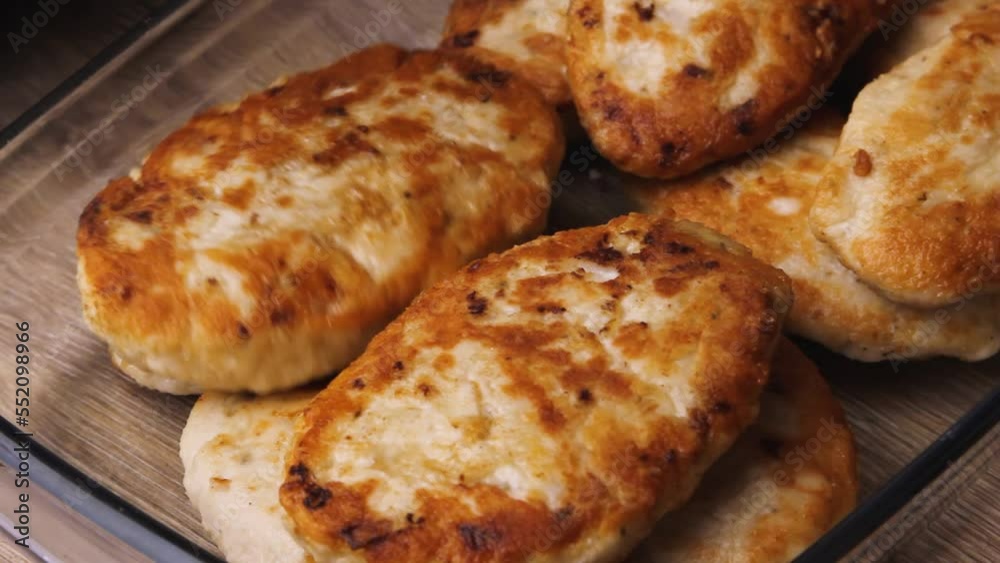 Fried chicken cutlets on the kitchen table golden crust Fried chicken cutlets on the kitchen table golden crust