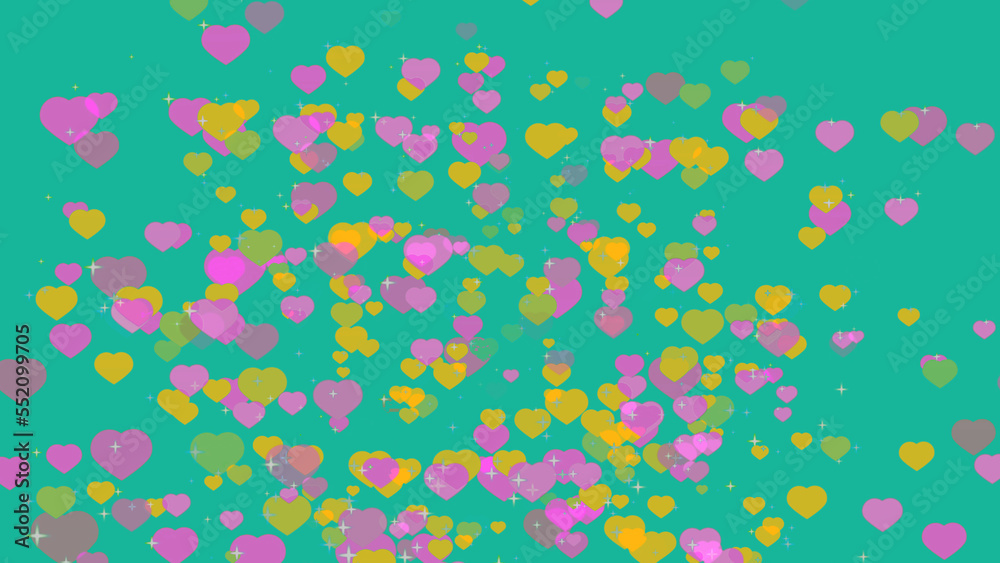 Million hearts pink and orange color dimension absract on aqua ocean