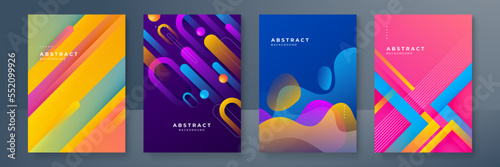 Abstract trendy gradient flowing geometric pattern background texture for poster cover design. Minimal color gradient banner template. Modern vector wave shape for brochure