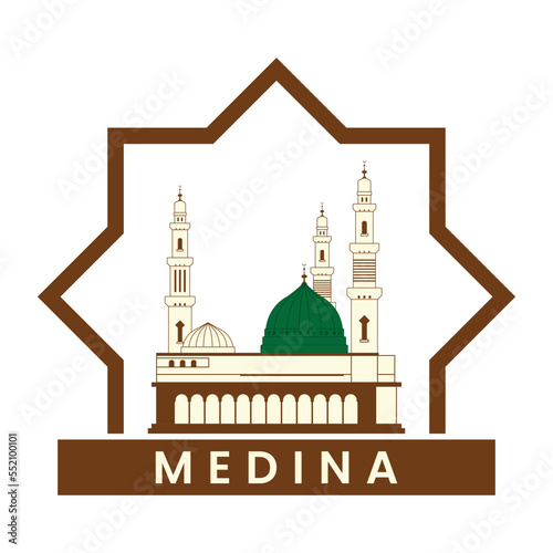 Medina mosque flat logo illustration template design