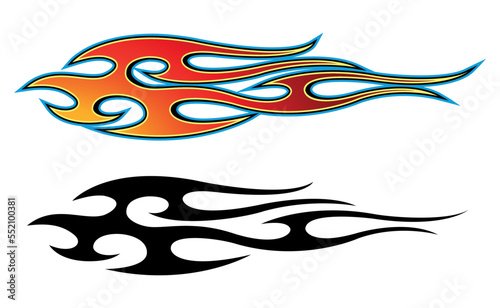 Vector race car sticker tribal fire flame motorcycle decal car tattoo graphic