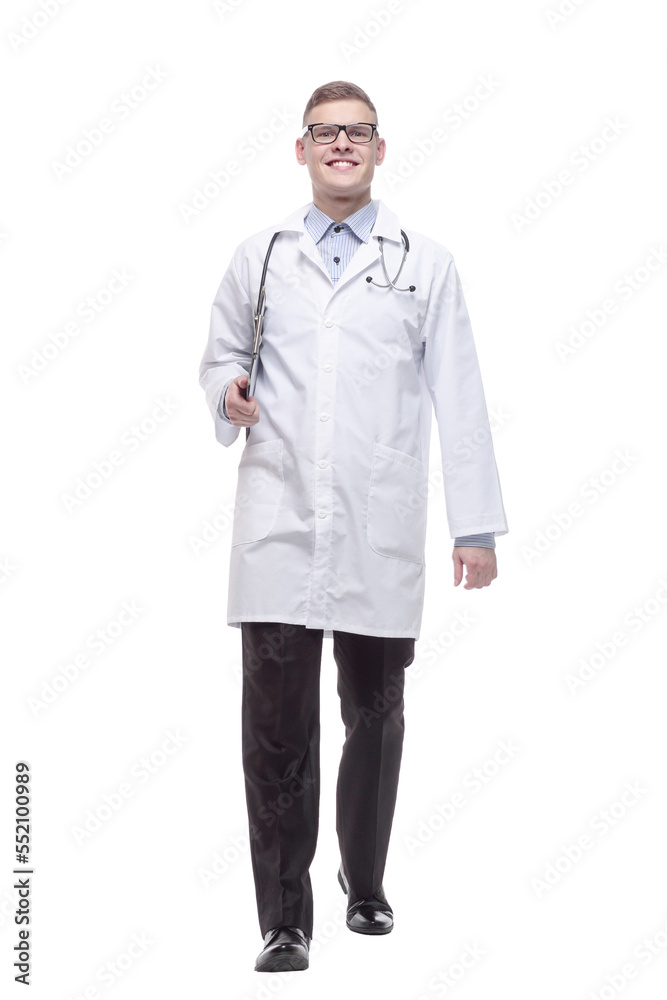 young doctor with a clipboard. isolated on a white young doctor with a clipboard. isolated on a white