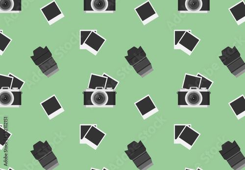 seamless pattern with Photocamera and photos icon. 