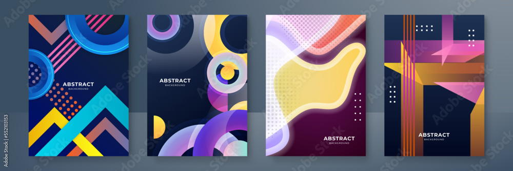 Fototapeta premium Trendy creative geometric poster. Design templates in modern minimalist style for web, social media, print. Dynamic colorful gradients. Future geometric patterns. poster template vector design.