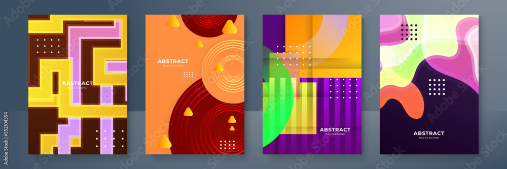 Covers with minimal colourful gradient abstract design. Geometric stripe line art design. Cool geometric background for Banner, Placard, Poster, Flyer etc. - obrazy, fototapety, plakaty 