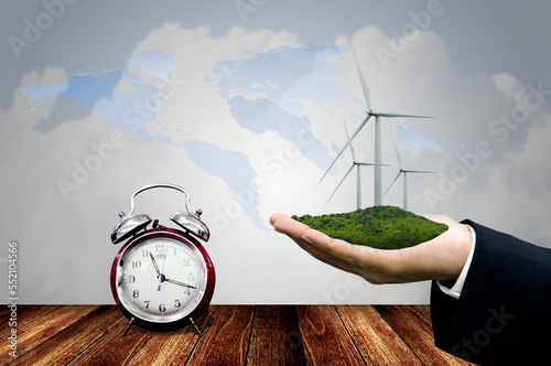 Time for sustainable energy concept photo