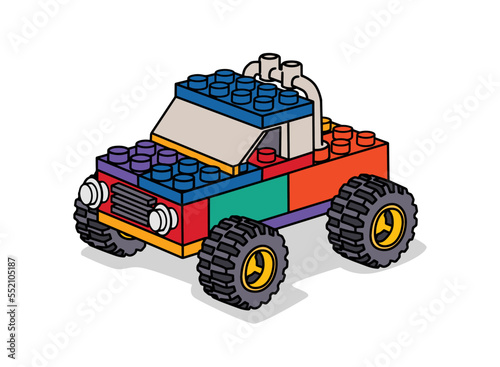 toy brick car in vector