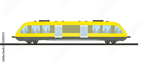 Yellow passenger train. vector illustration