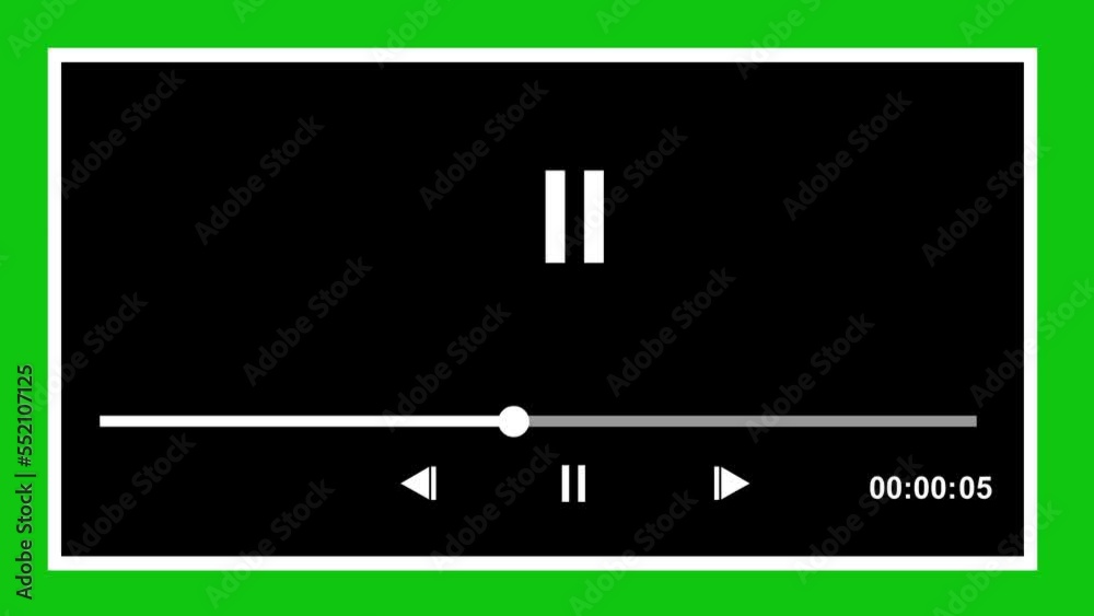 video player icon animation designed in black and white, with ten second playback. On a green chroma key background video player icon animation designed in black and white, with ten second playback. On a green chroma key background