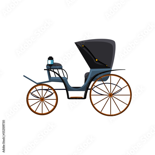 Retro carriage for royals without horses vector illustration. Drawing of vintage cart for king, queen or princess on white background. Antique, transportation, history concept