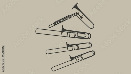 Canvas Print Trombones Cimbasso Bass Trombone Tenor Trombone - Traditional instruments of the