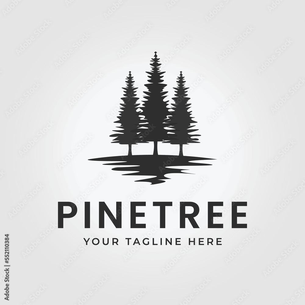 simple pine tree logo icon design illustration vector