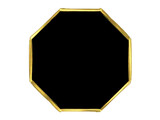 octagon gold frame isolated object with black background, geometrical shape, metallic framing, golden texture