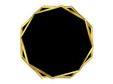Gold frame with black background, isolated object with transparent backdrop, made with hexagon shapes, metallic framing, golden texture