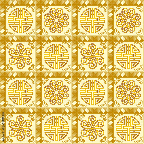 Seamless ornamental pattern. Buryatian, Mongolian ethnic style.  photo