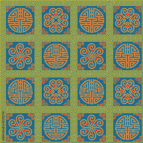 Seamless ornamental pattern. Buryatian, Mongolian ethnic style.  photo