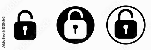 Unlock icons set. Unlock sign and symbol. unlocked padlock icon