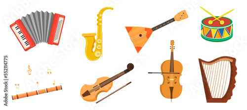 Set of musical instruments. Graphics. Vector. Used for collages in web design.