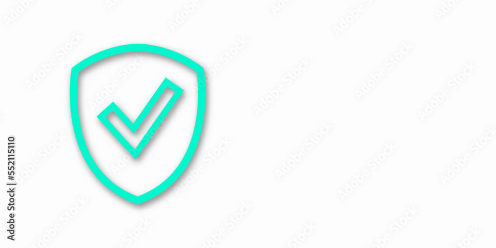 Banner shield check mark icon. Place for your text. Cope space. Vector illustration Banner shield check mark icon. Place for your text. Cope space. Vector illustration