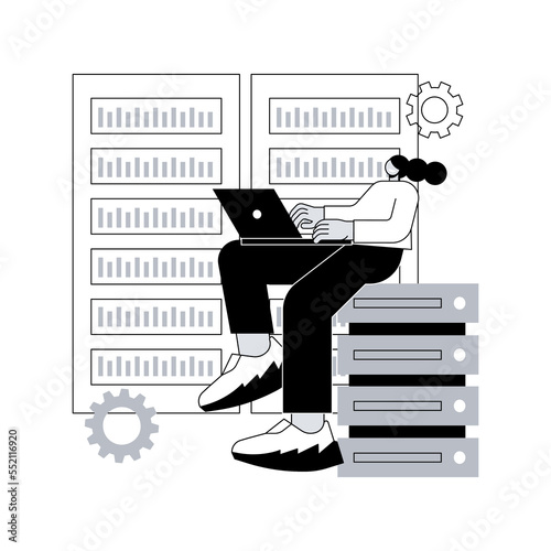 Database abstract concept vector illustration. Online database, data architecture, information storage service, cloud computing, application platform, software development abstract metaphor.