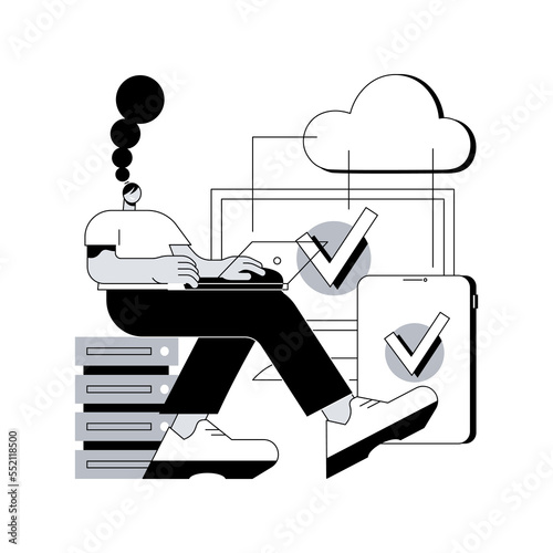 SaaS technology abstract concept vector illustration. Software as a service, cloud computing, application service, customer access, software licensing, subscription, pricing abstract metaphor.