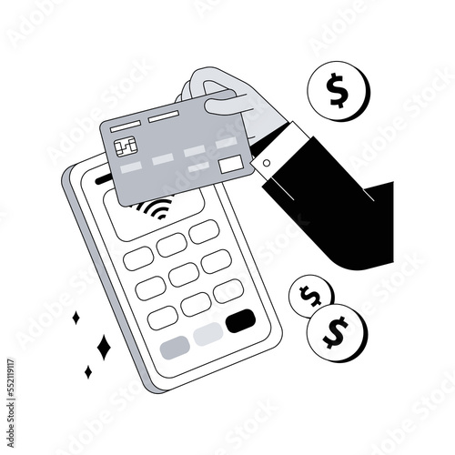 Debit card abstract concept vector illustration. Online payment, plastic money, bank issued card, internet shopping, money secure saving, cardholder information, debit account abstract metaphor.