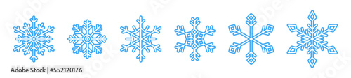 Isolated Winter Snowflakes Simple Thin Outline Icon Set Illustration Decoration For Christmas Season