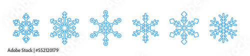 Isolated Winter Snowflakes Simple Thin Outline Icon Set Illustration Decoration For Christmas Season