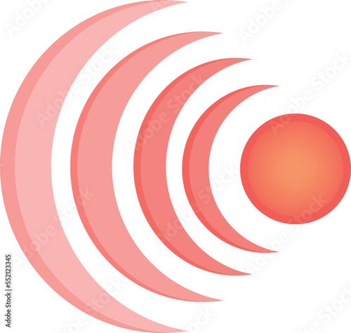 Red radar waves. Pain spot. Hurt mark