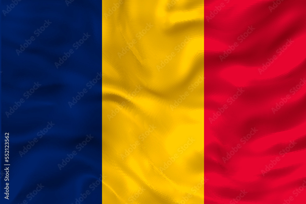 National flag of Chad. Background with flag of Chad. National flag of Chad. Background with flag of Chad.