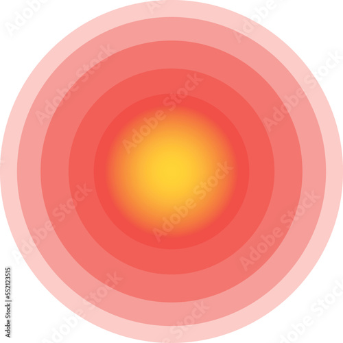 Red concentric circle target. Pain wave spot