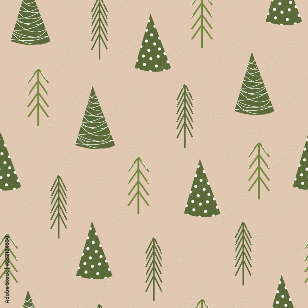 seamless pattern with christmas tree, merry christmas