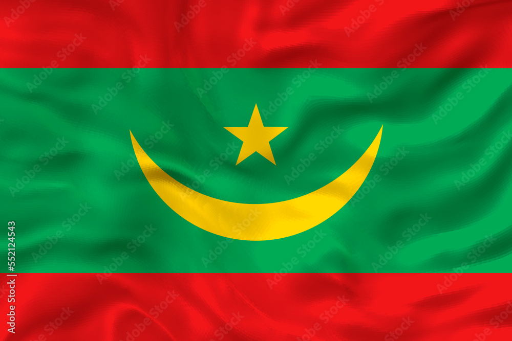 National flag of Mauritania. Background  with flag of Mauritania