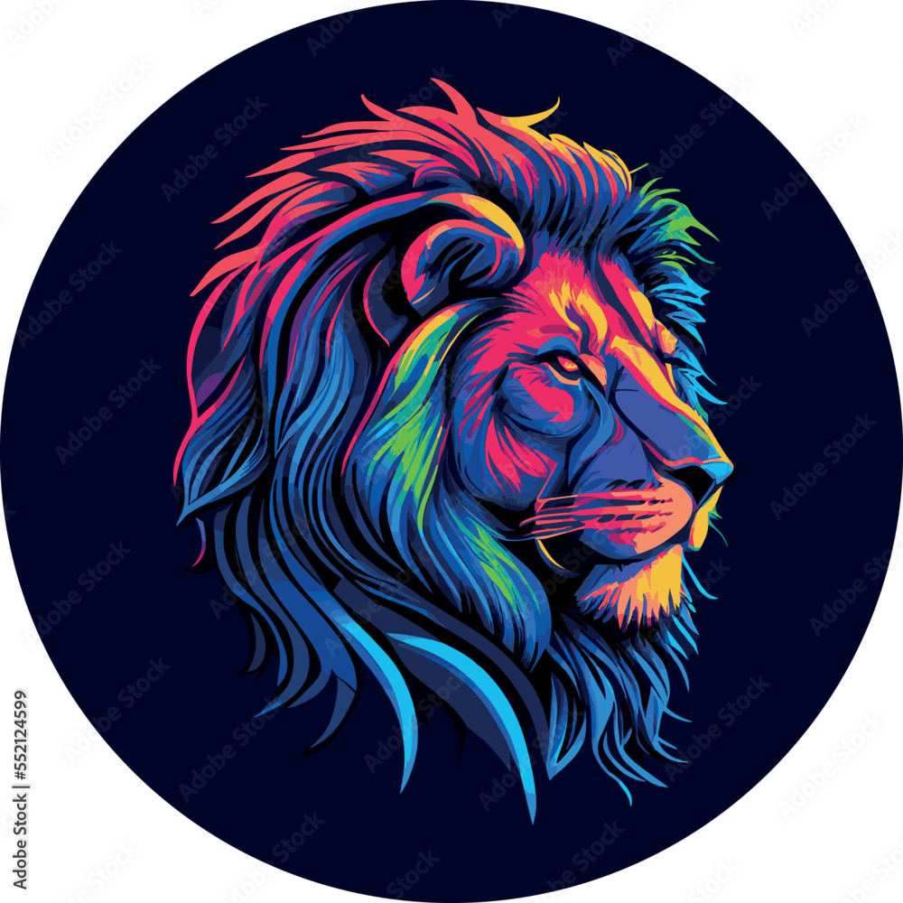 Multi color lion head vector