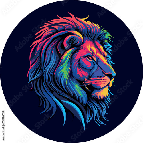 Multi color lion head vector