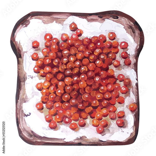 sandwich with red caviar painting