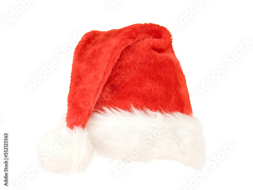 Red Christmas hat close up. Png isolated with transparency