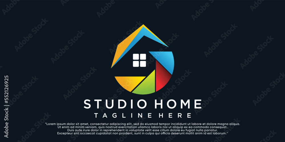 Creative logo design studio home with concept unique Premium Vector Creative logo design studio home with concept unique Premium Vector