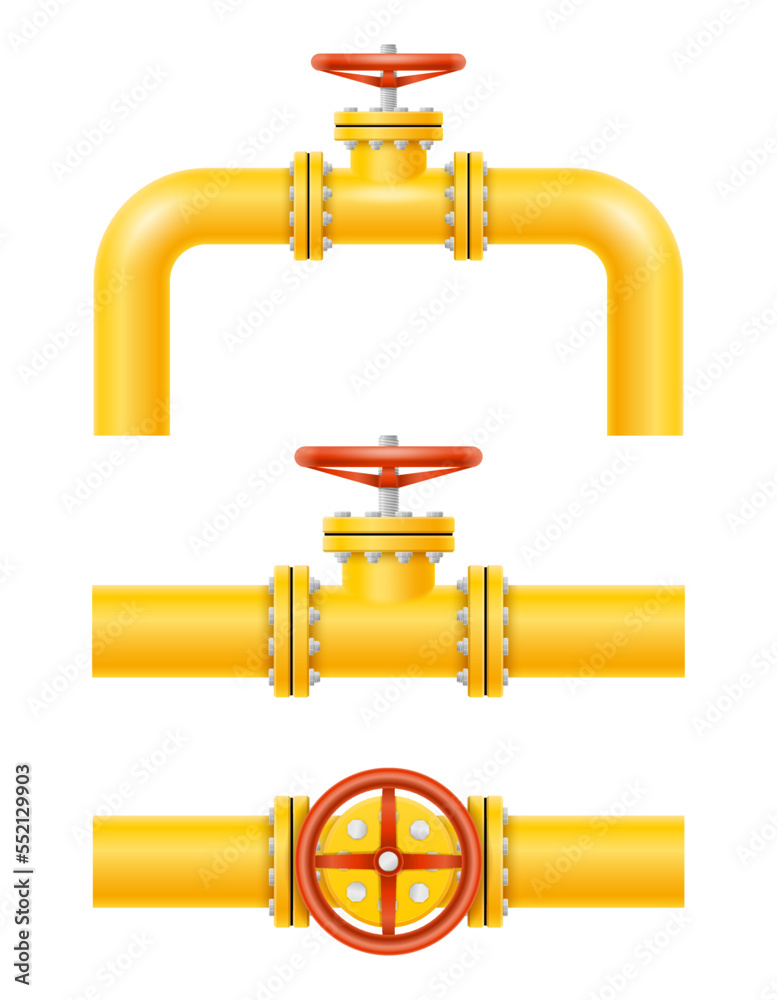 yellow metal pipes for gas pipeline vector illustration