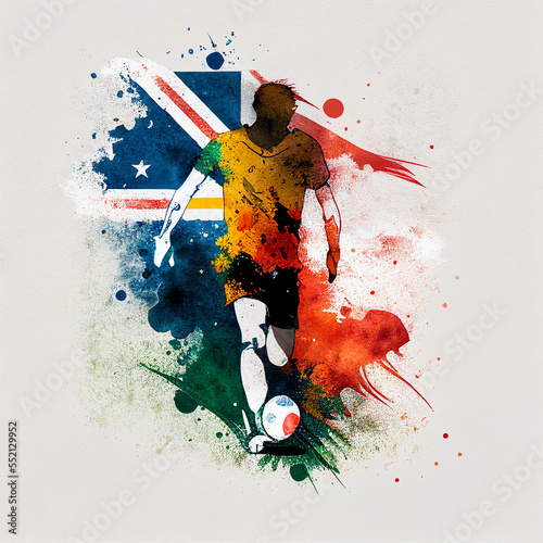 Australian soccer poster. Abstract Australia football background. Australian national football player. Australia soccer team photo