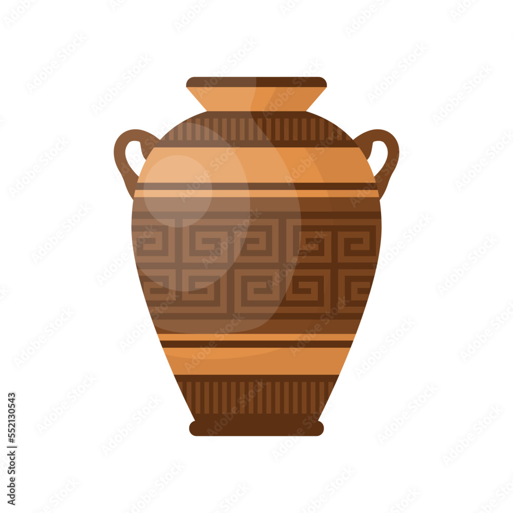 Amphora for grain and liquid. Ancient Greek pottery and vases cartoon illustration. Grecian earthenware concept