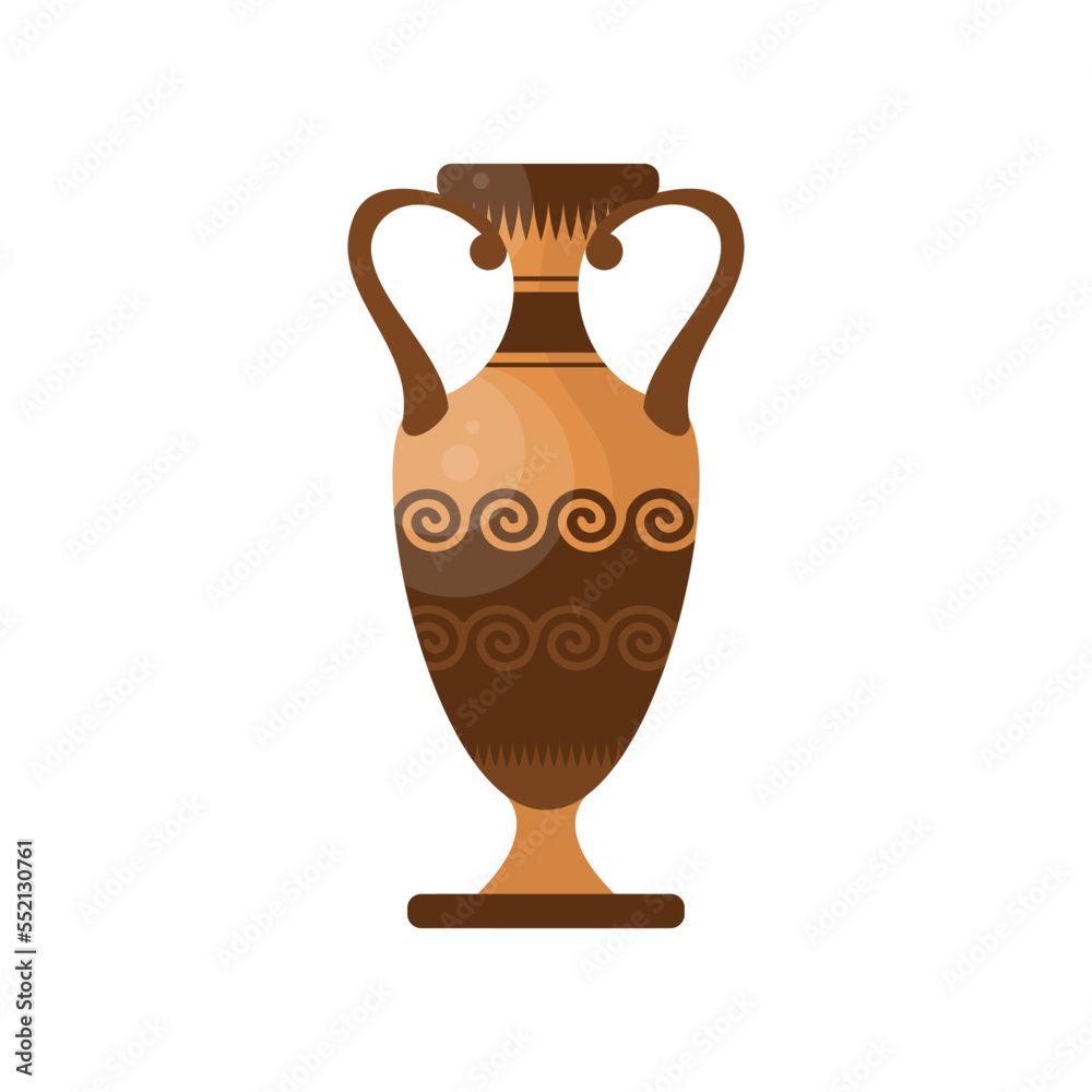 Tall Greek vase for oil and liquids. Ancient pottery and vases cartoon illustration. Grecian earthenware concept